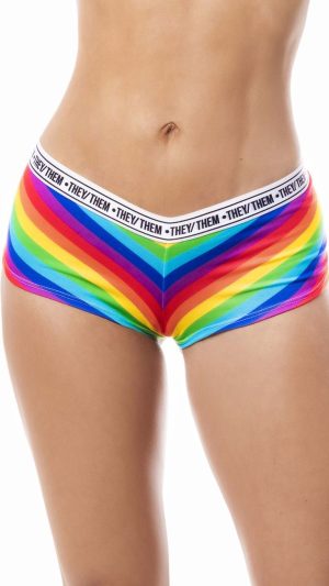 Rainbow Pride Boyshorts with Inclusive Pronouns Waistband