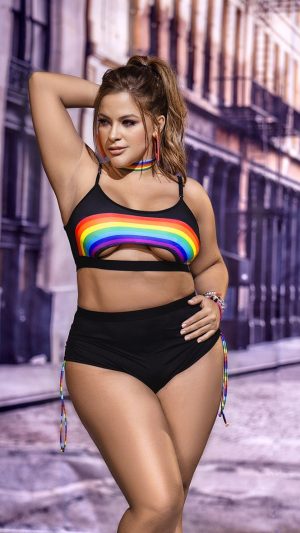 Playful Rainbow Two-Piece Lingerie Set