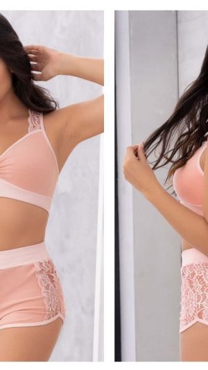 Soft Lace Two-Piece Pajama Set for Women